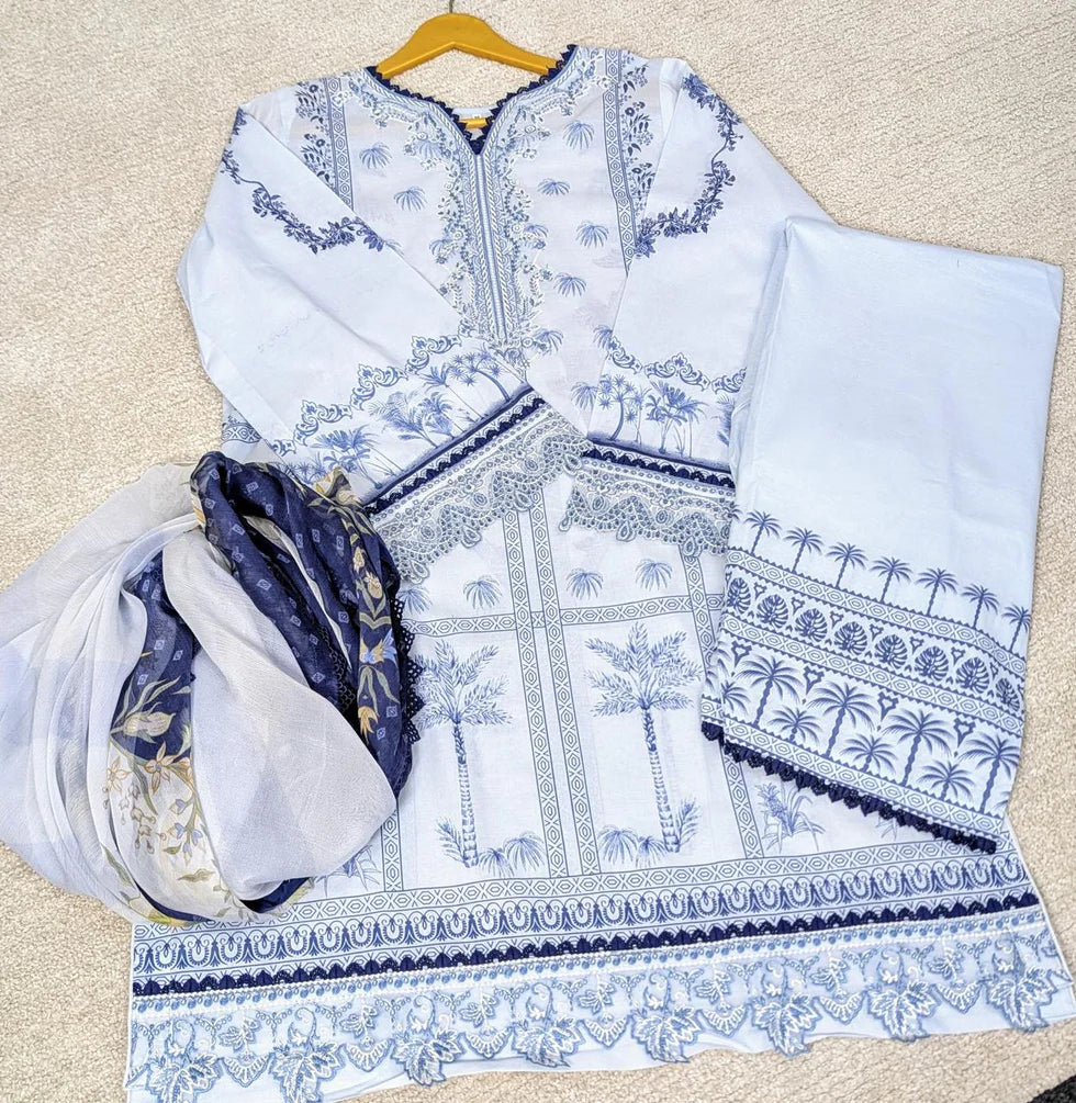 Qalamkar EM-06 (A) SAGE Qprints ii (unstitched)