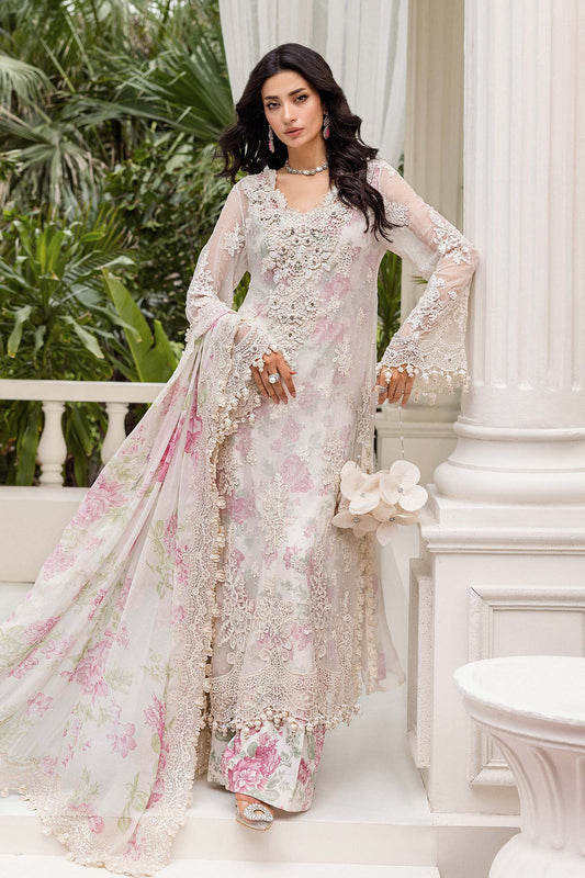 Maria B MPC-25-101 3 Piece Unstitched Embroidered Chiffon Suit