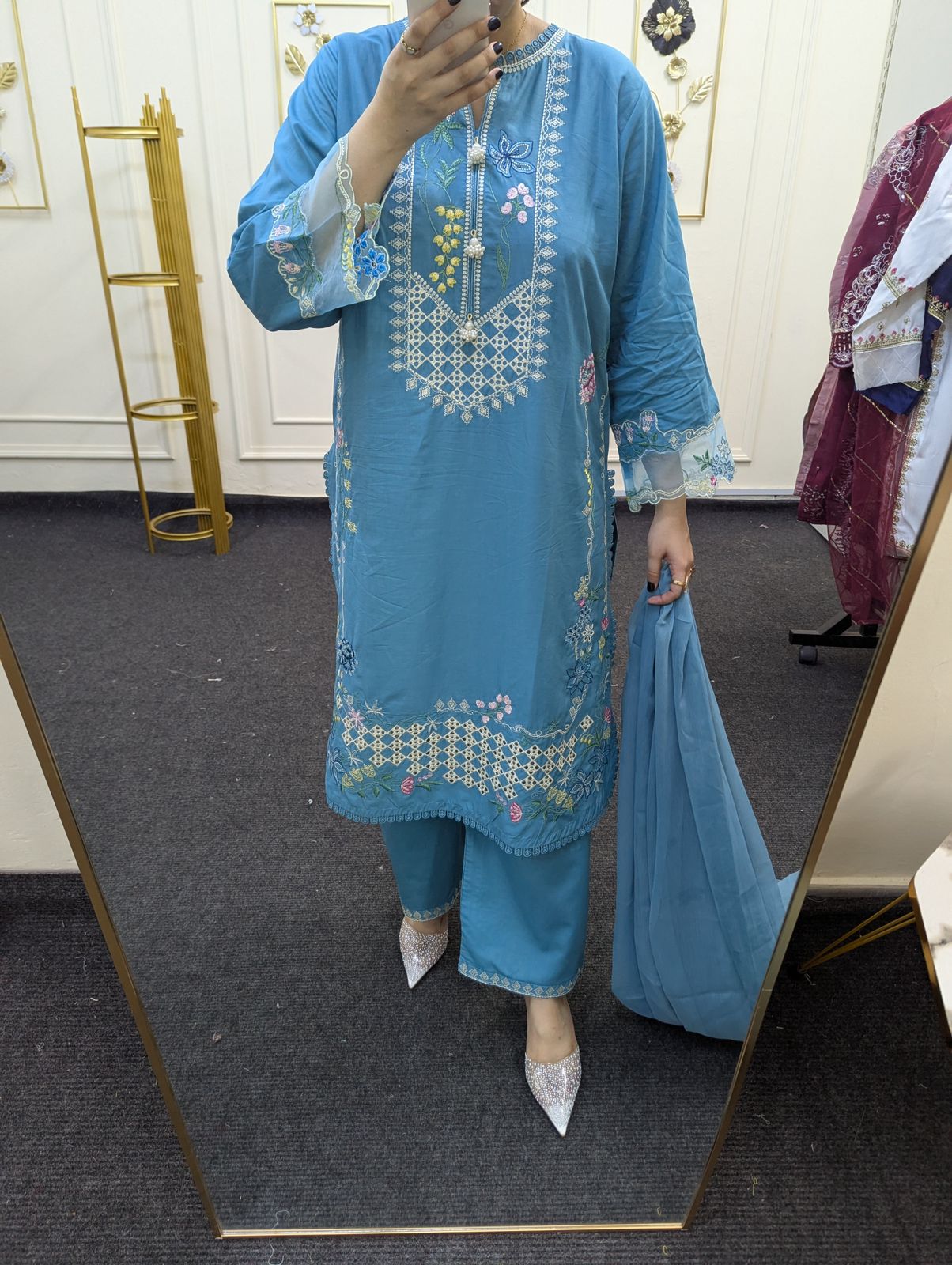 Amna Khurram Blue 3pc Ready to wear