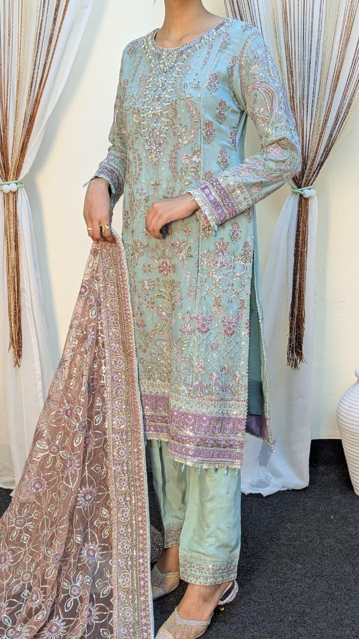 Sajni D-5 Sky-blue Festive Ready To Wear