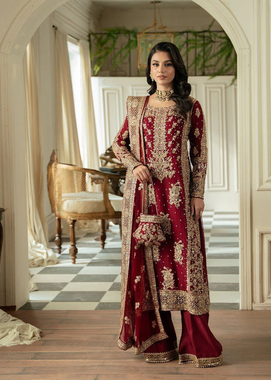 Haseens official Maroon Ready to wear Chiffon Collection