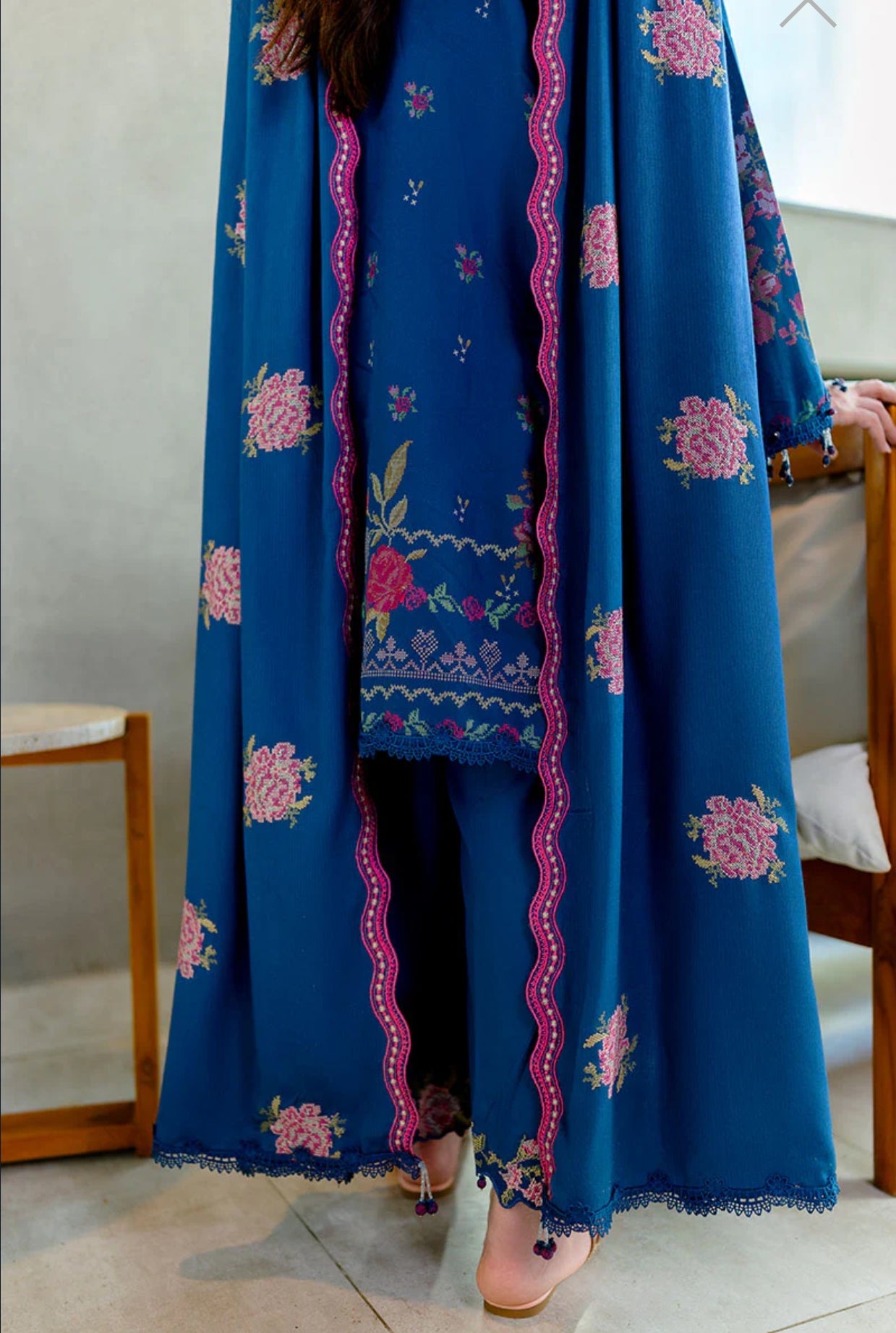 CROSS STITCH INK BLOOM-3PC COTTON SATIN READY TO WEAR