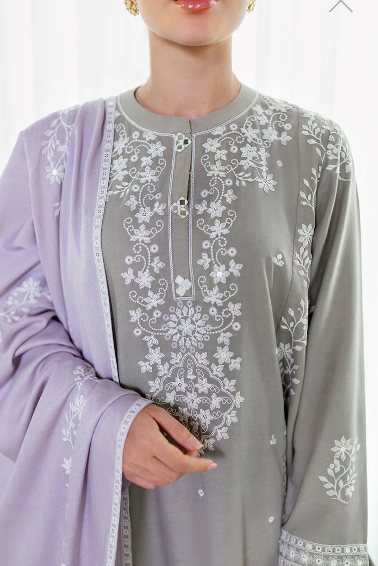 CROSS STITCH ETHEREAL VEIL-3PC COTTON SATIN READY TO WEAR