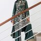CROSS STITCH GREEN ORNATE-3PC COTTON SATIN READY TO WEAR
