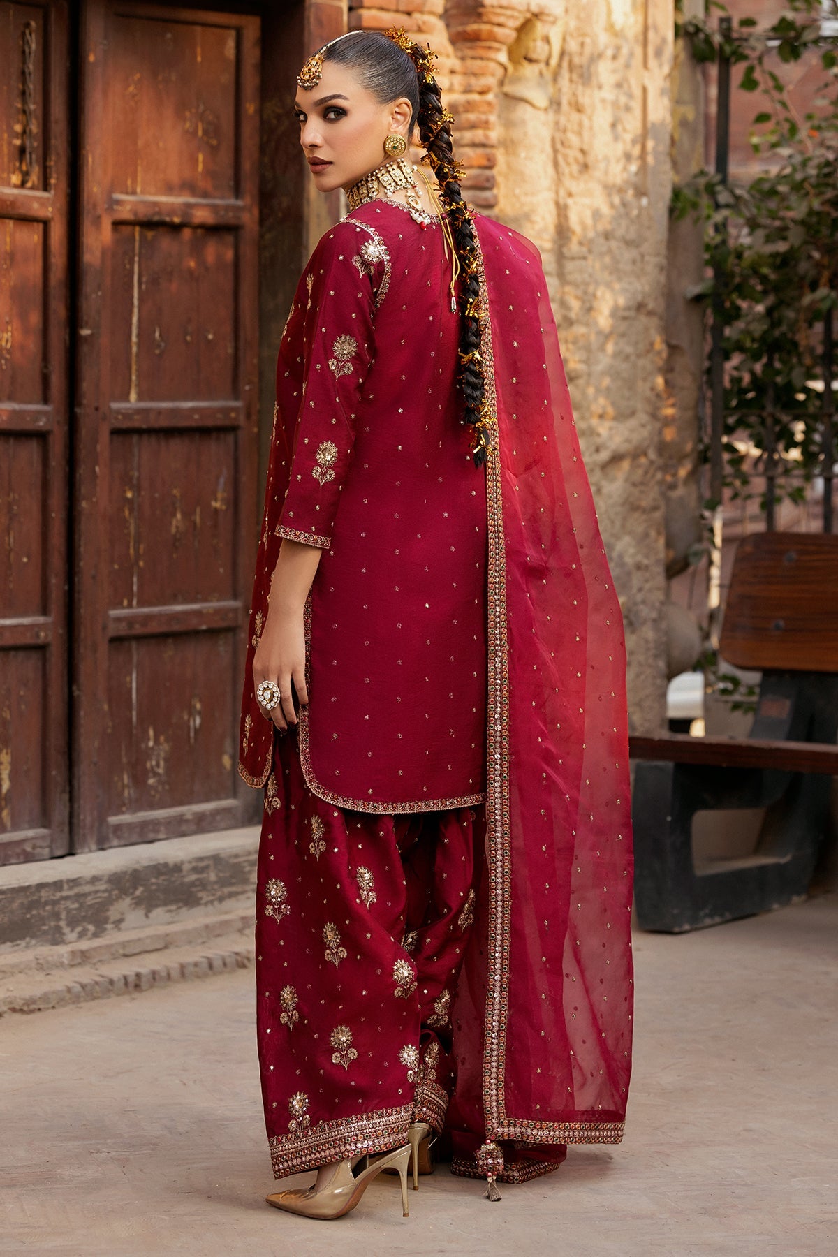 Charizma CMA-5-093 3-PC Embroidered Raw-Silk Suit