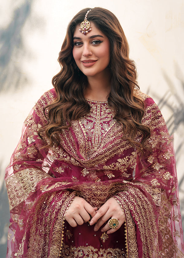 Haseens official Shocking Pink Ready to wear Chiffon Collection