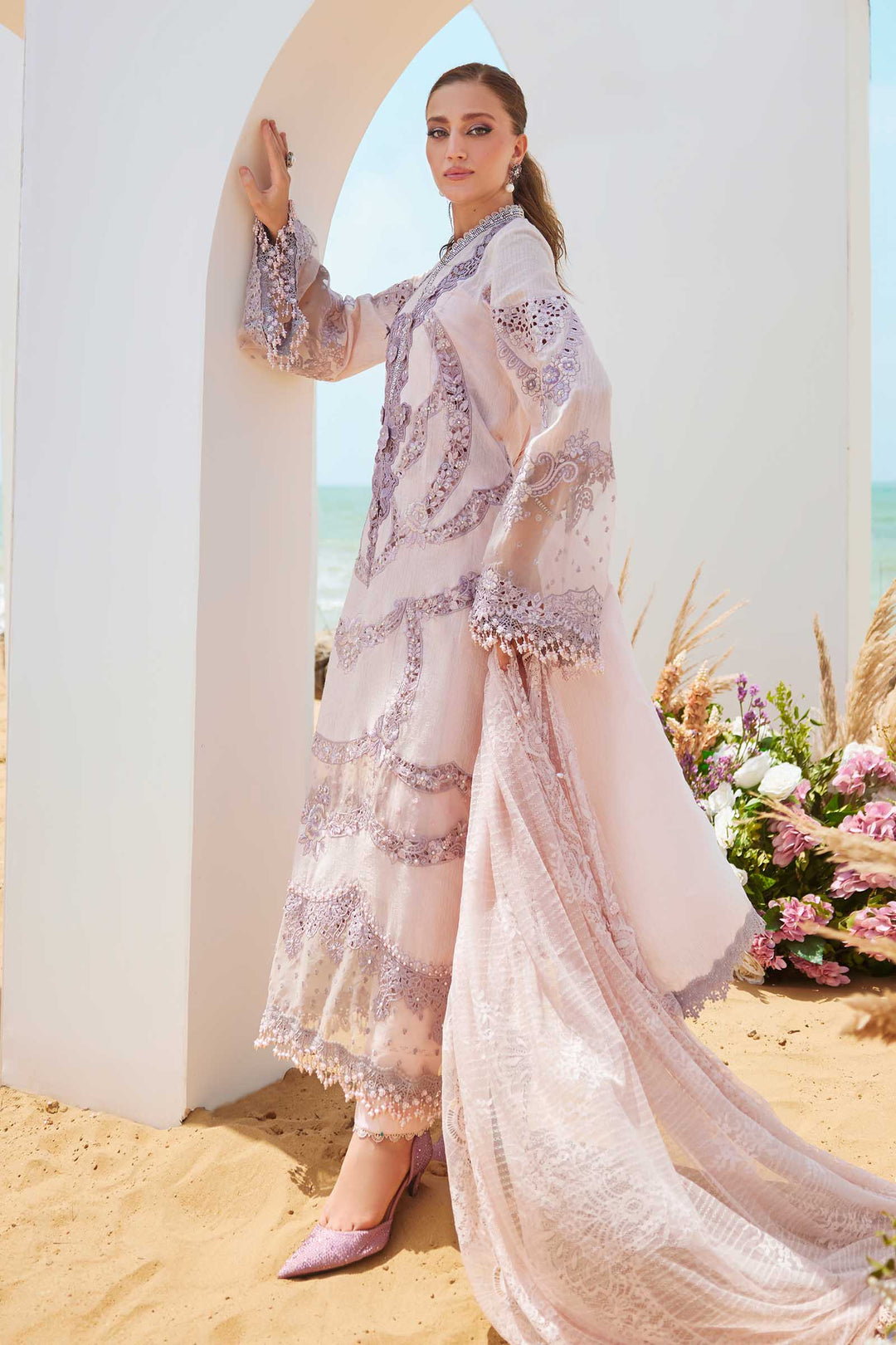 Maria b 3 Piece Unstitched Embroidered Lawn Suit | EID LAWN-25-02