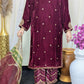 Amna Khurram Maroon Velvet 3pc Ready to wear