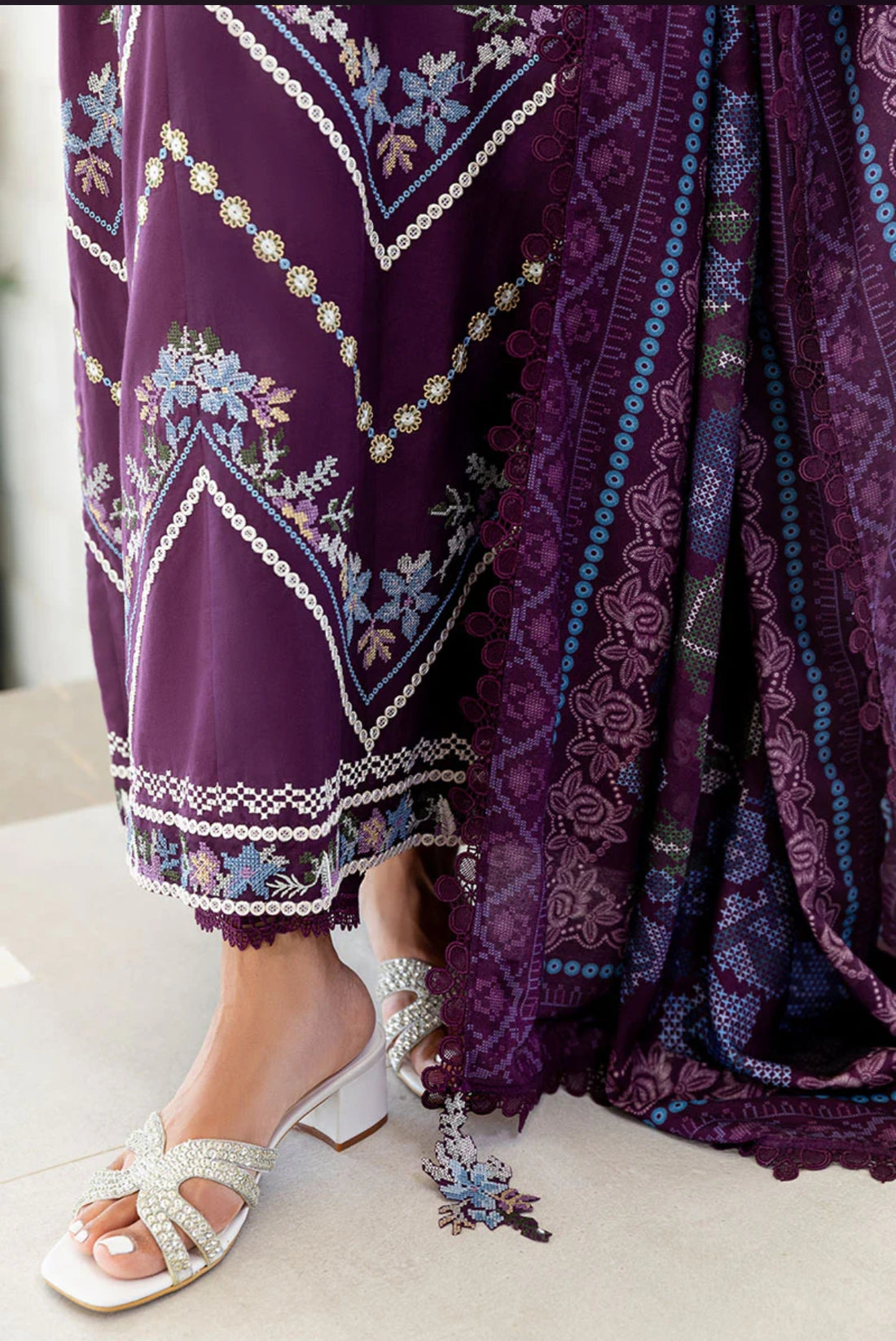 CROSS STITCH MYSTIC DUST-3PC COTTON SATIN READY TO WEAR