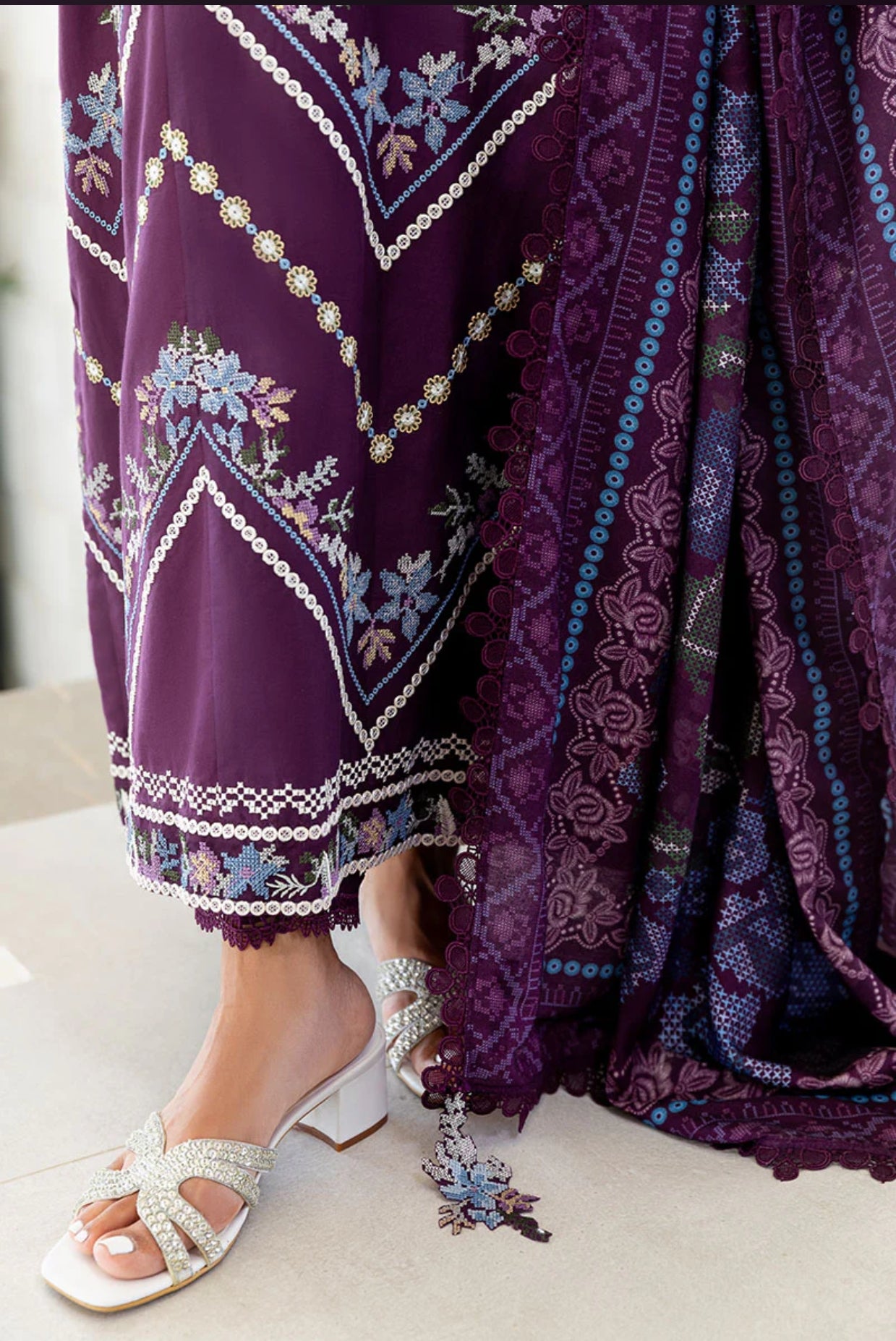 CROSS STITCH MYSTIC DUST-3PC COTTON SATIN READY TO WEAR