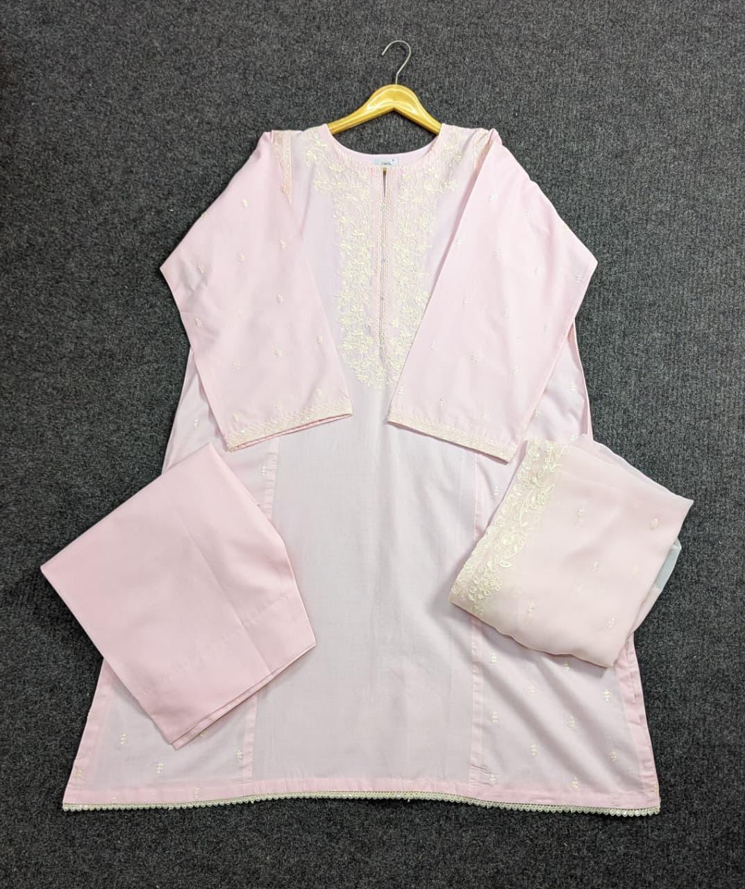 Amna Khurram Pink Zimal-nov#7 3pc Raw Silk Ready to wear