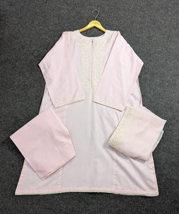 Amna Khurram Pink Zimal-nov#7 3pc Raw Silk Ready to wear