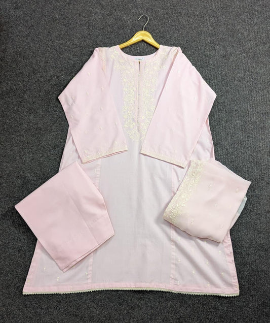 Amna Khurram Pink Zimal-nov#7 3pc Raw Silk Ready to wear