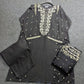 Amna Khurram Black Zimal-nov#7 3pc Raw Silk Ready to wear