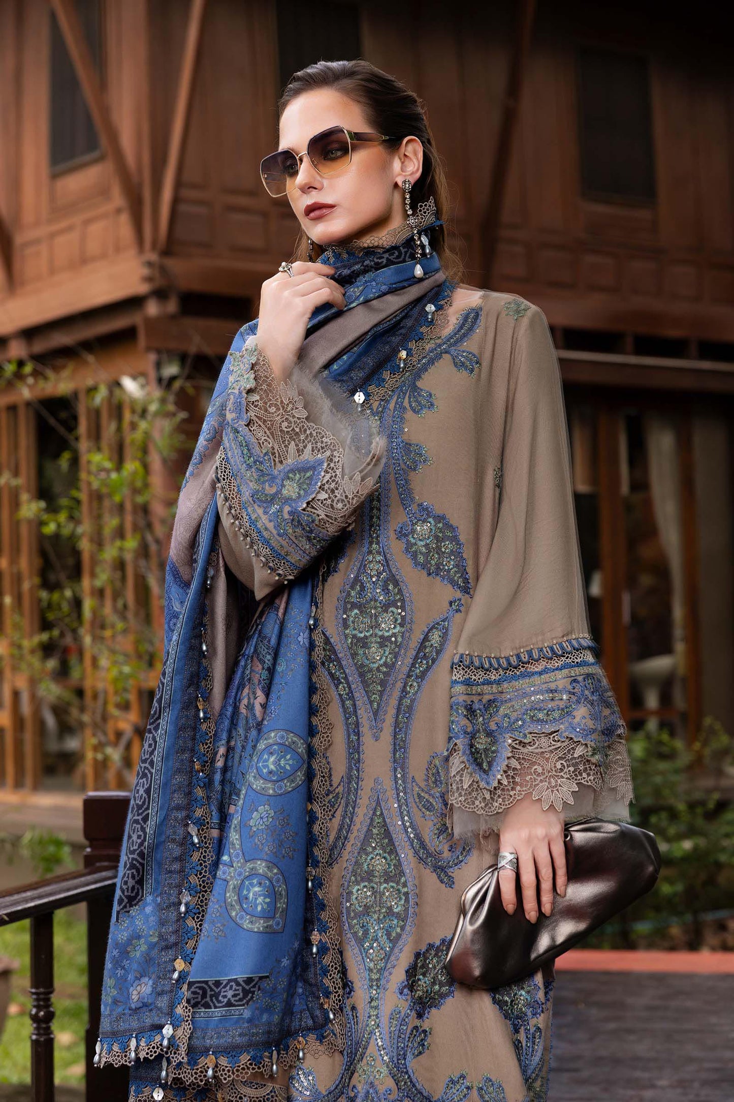 Maria b Mprints 6A Unstitched Embroidered Twill Linen 25'