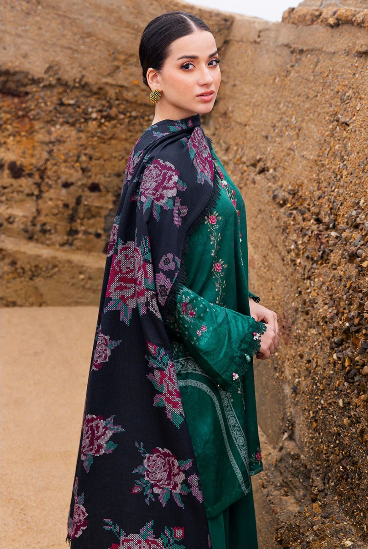 CROSS STITCH GARLAND WHISPER-3PC COTTON SATIN READY TO WEAR