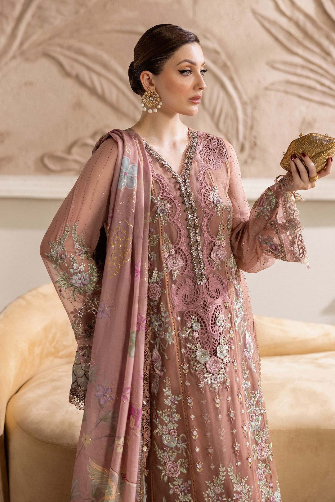 Maria B MPC-25-105 3 Piece Unstitched Embroidered Chiffon Suit