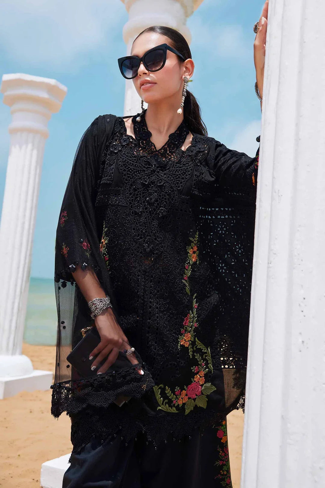 Maria b 3 Piece Unstitched Embroidered Lawn Suit | EID LAWN-25-01