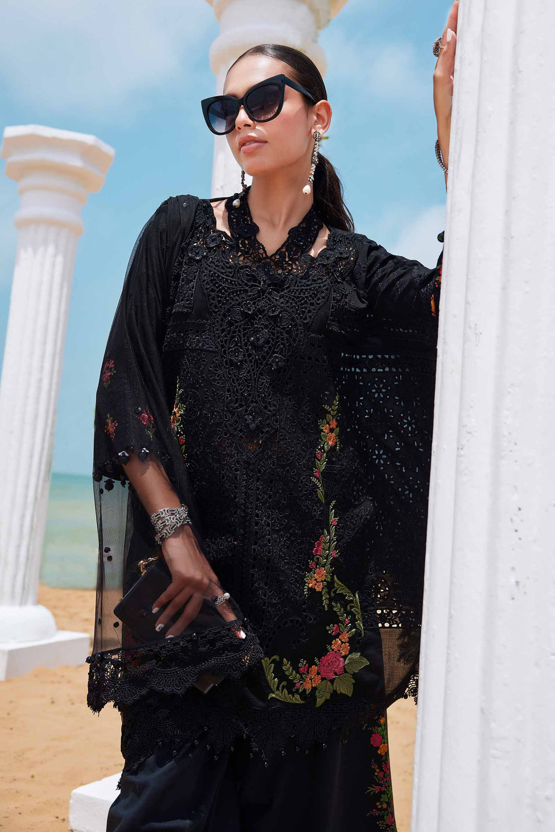 Maria b 3 Piece Unstitched Embroidered Lawn Suit | EID LAWN-25-01