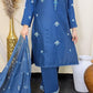 Amna Khurram Blue Zimal-nov#17 3pc Raw Silk Ready to wear
