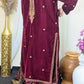 Amna Khurram Maroon Velvet 3pc Ready to wear