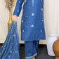 Amna Khurram Blue Zimal-nov#17 3pc Raw Silk Ready to wear