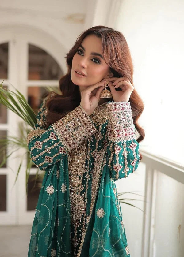 Haseens official Sea Green Ready to wear Chiffon Collection