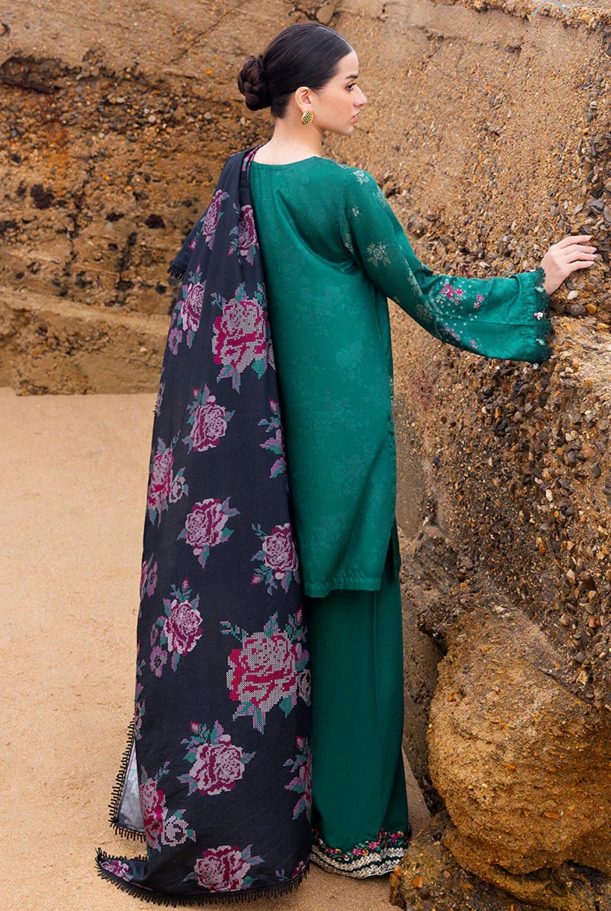 CROSS STITCH GARLAND WHISPER-3PC COTTON SATIN READY TO WEAR