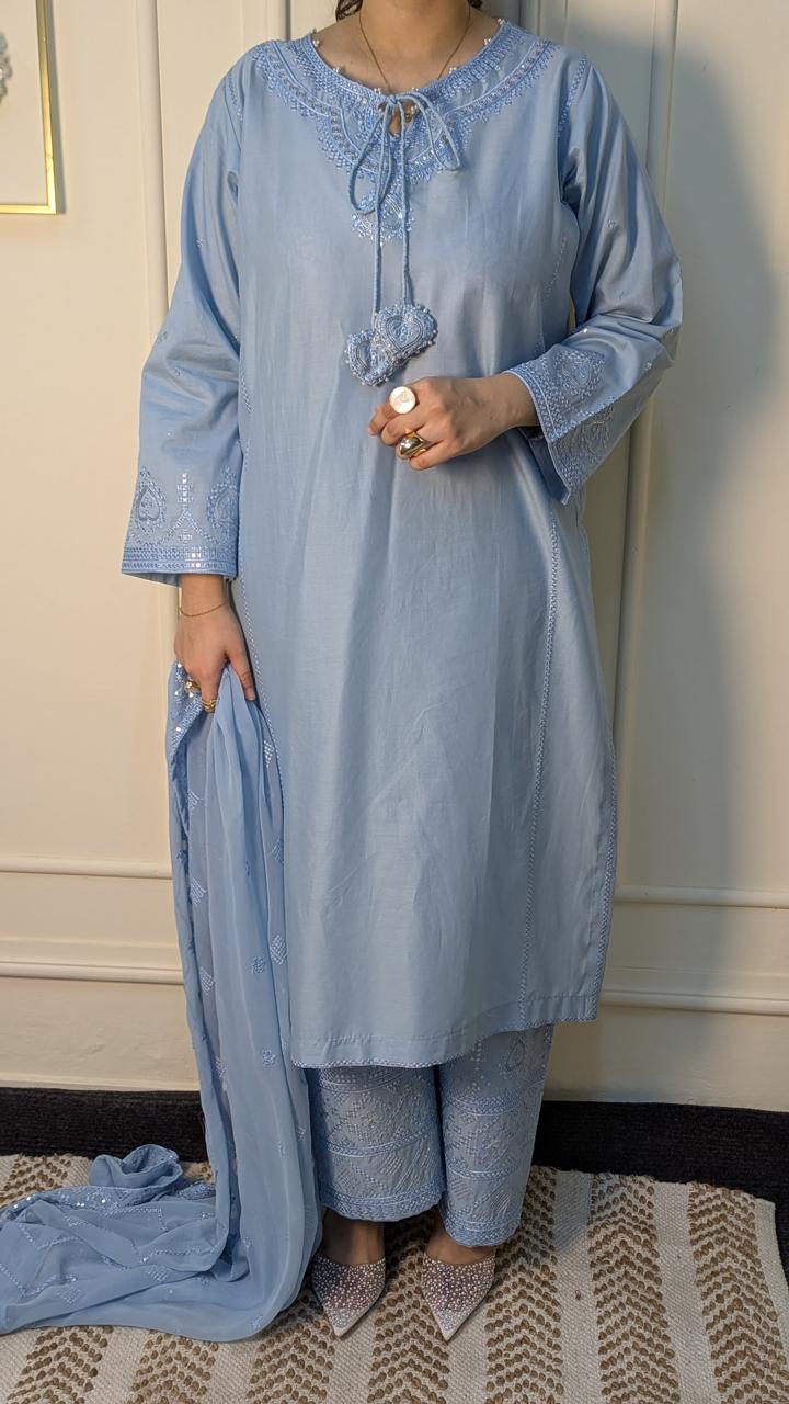 Amna Khurram Saima-Aug05 Skyblue Ready to wear