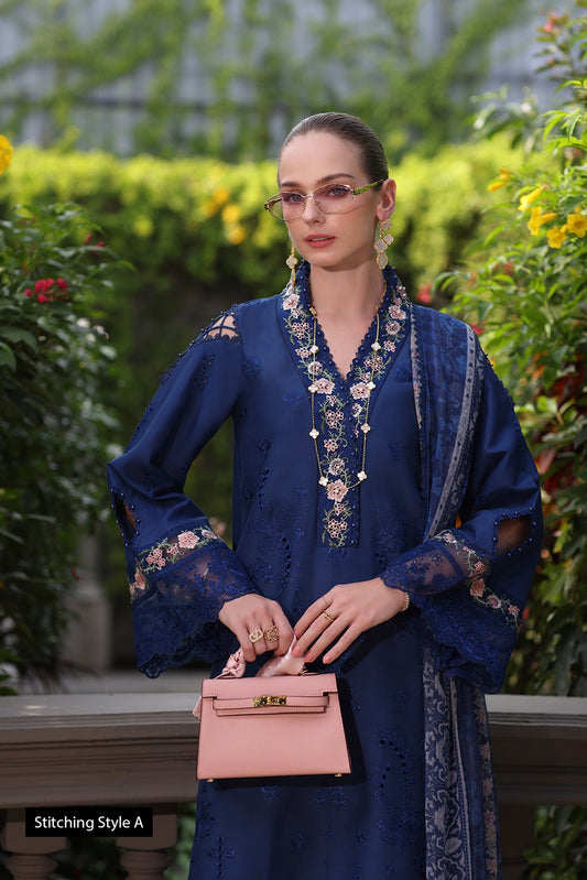 Saadia Asad D10- Royal Blue Luxury Eid Schiffli Laserkari 25
