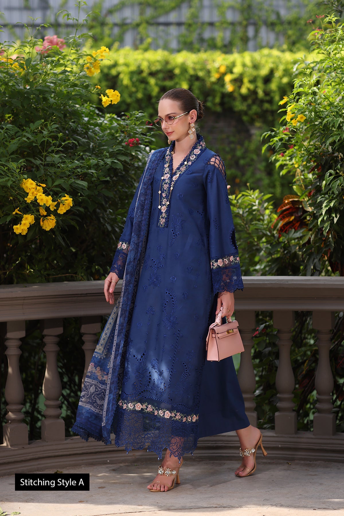 Saadia Asad D10- Royal Blue Luxury Eid Schiffli Laserkari 25