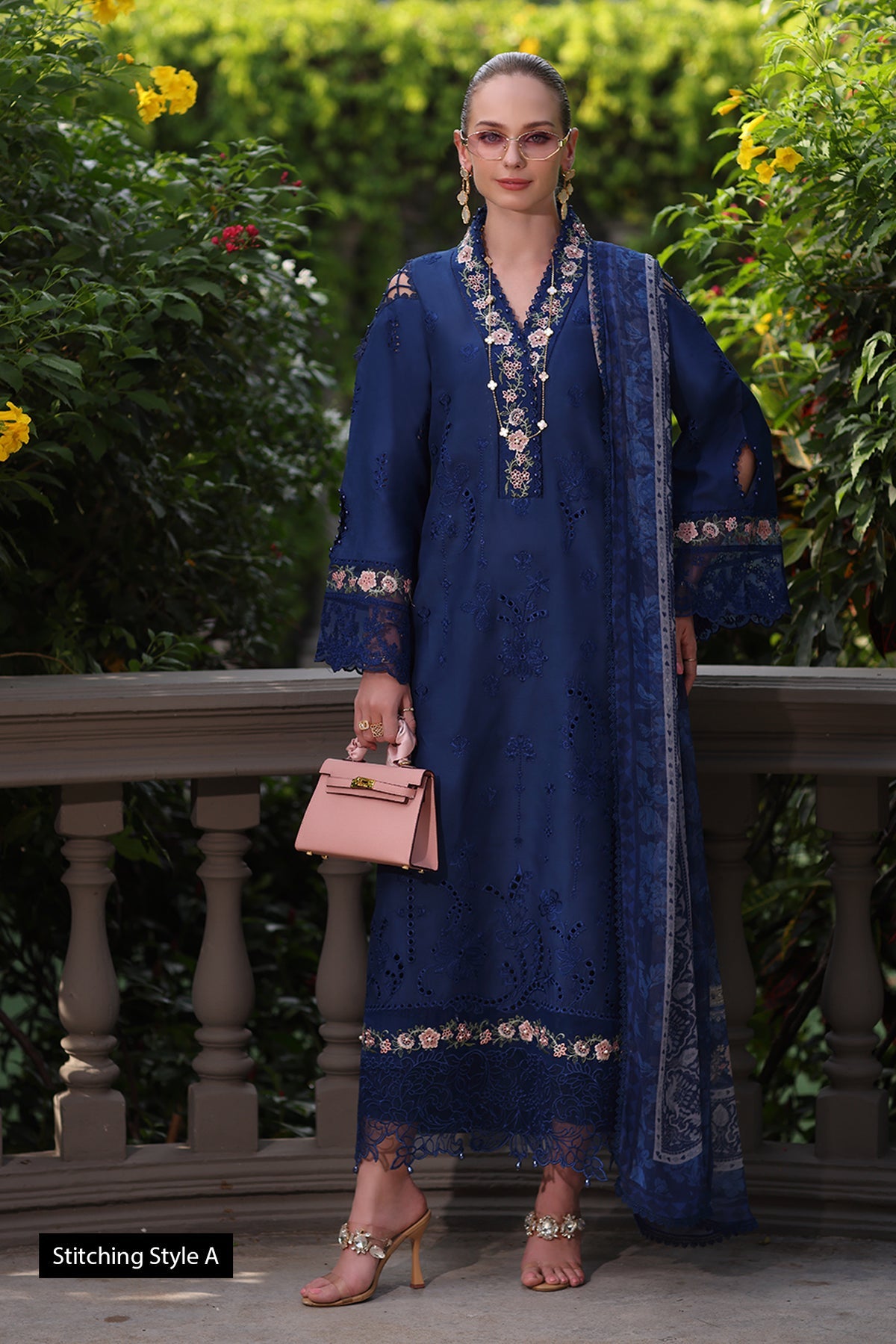 Saadia Asad D10- Royal Blue Luxury Eid Schiffli Laserkari 25