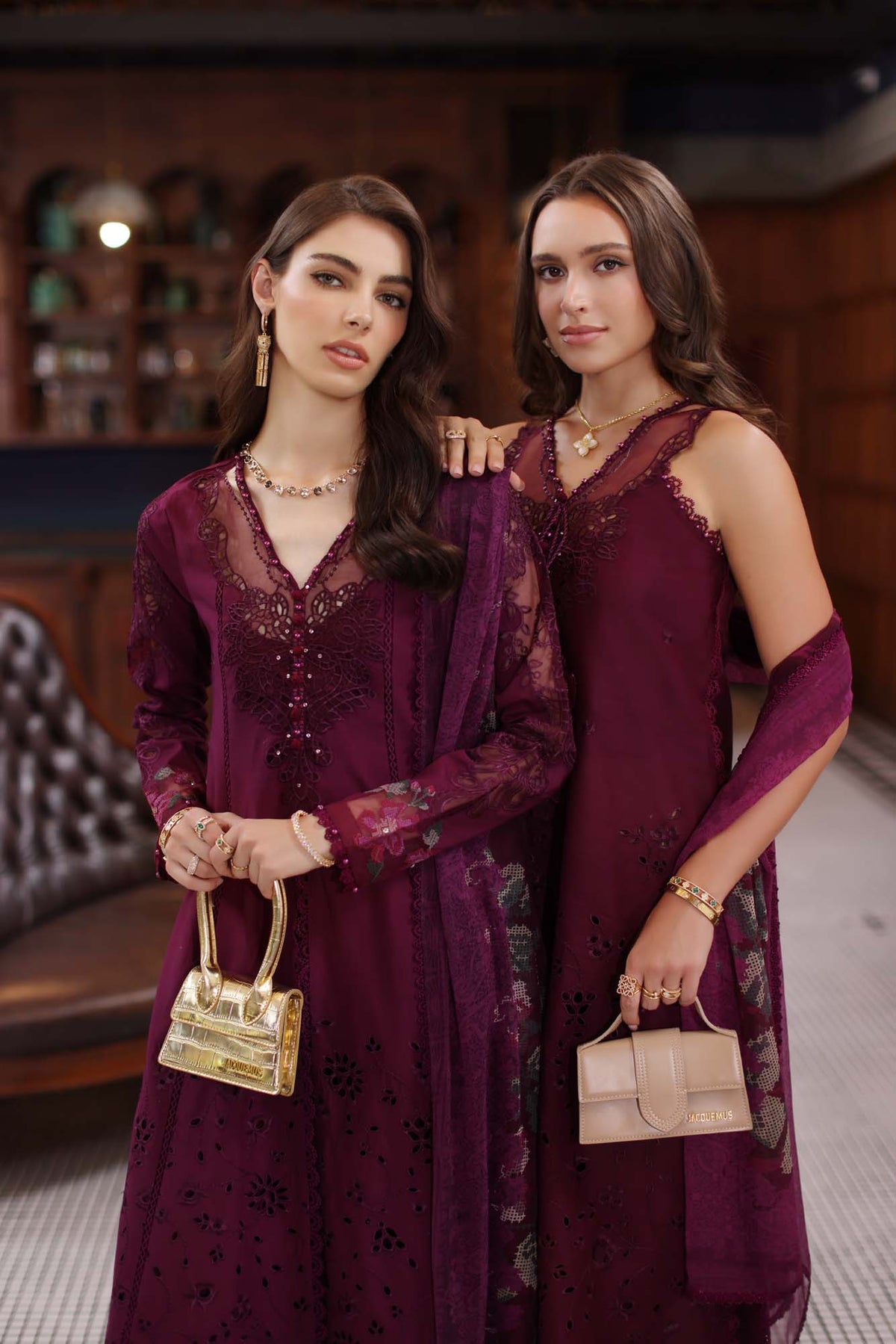Saadia Asad D12- Plum Luxury Eid Schiffli Laserkari 25