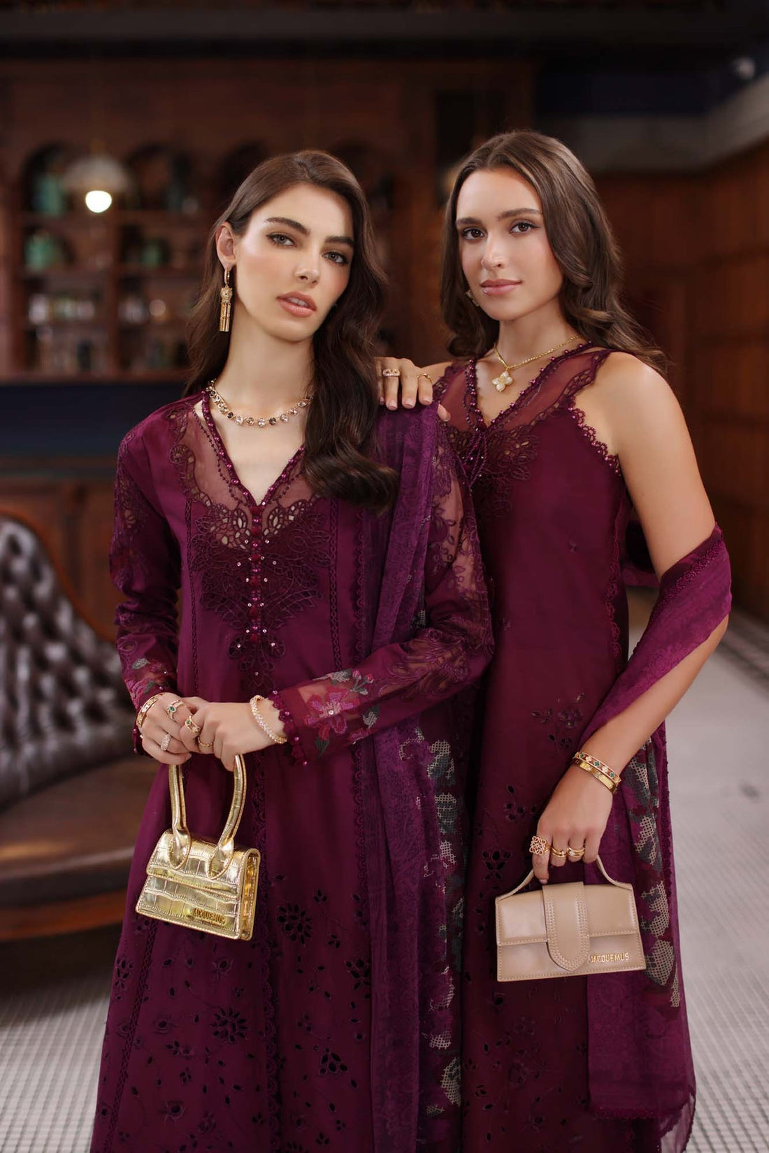 Saadia Asad D12- Plum Luxury Eid Schiffli Laserkari 25