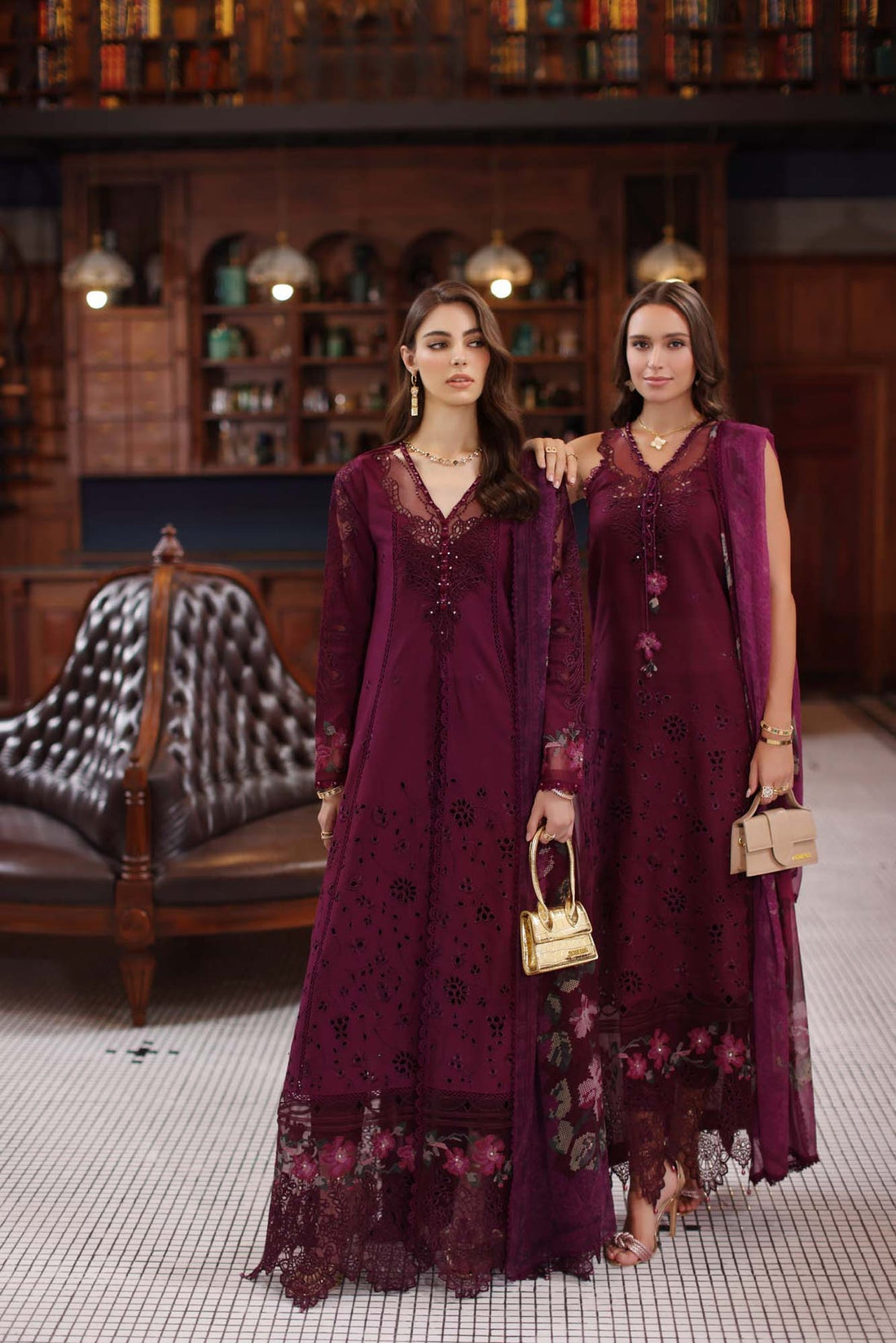 Saadia Asad D12- Plum Luxury Eid Schiffli Laserkari 25