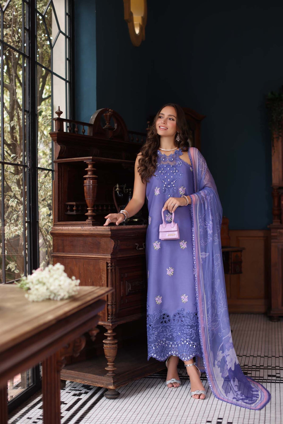 Saadia Asad D2- Indigo Luxury Eid Schiffli Laserkari 25