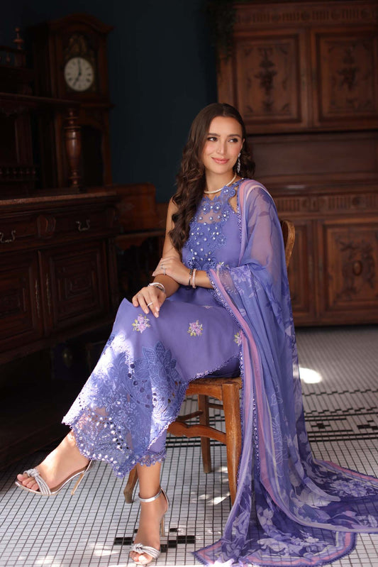Saadia Asad D2- Indigo Luxury Eid Schiffli Laserkari 25