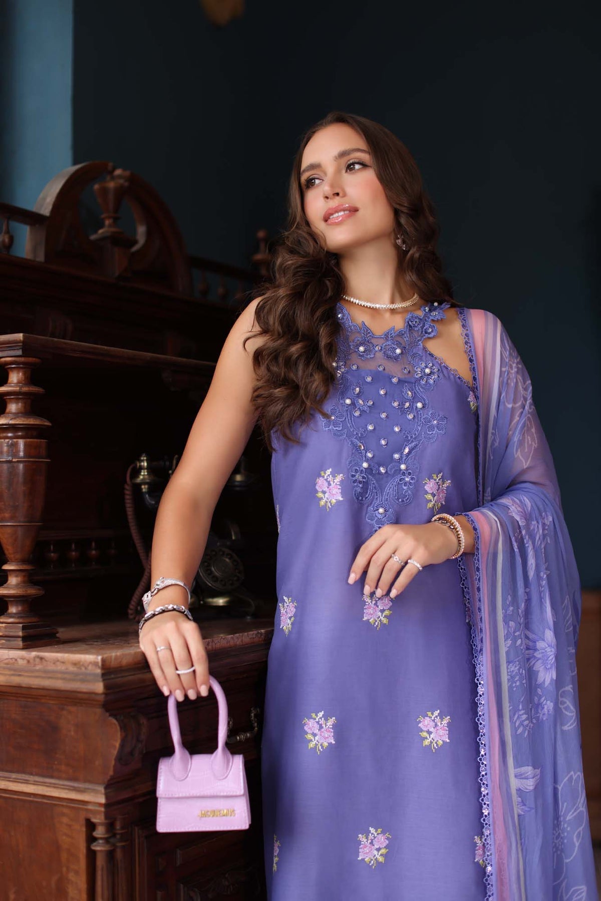 Saadia Asad D2- Indigo Luxury Eid Schiffli Laserkari 25