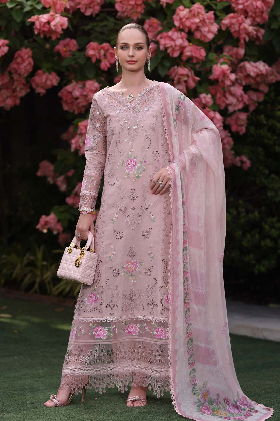 Saadia Asad D8- Pink Luxury Eid Schiffli Laserkari 25