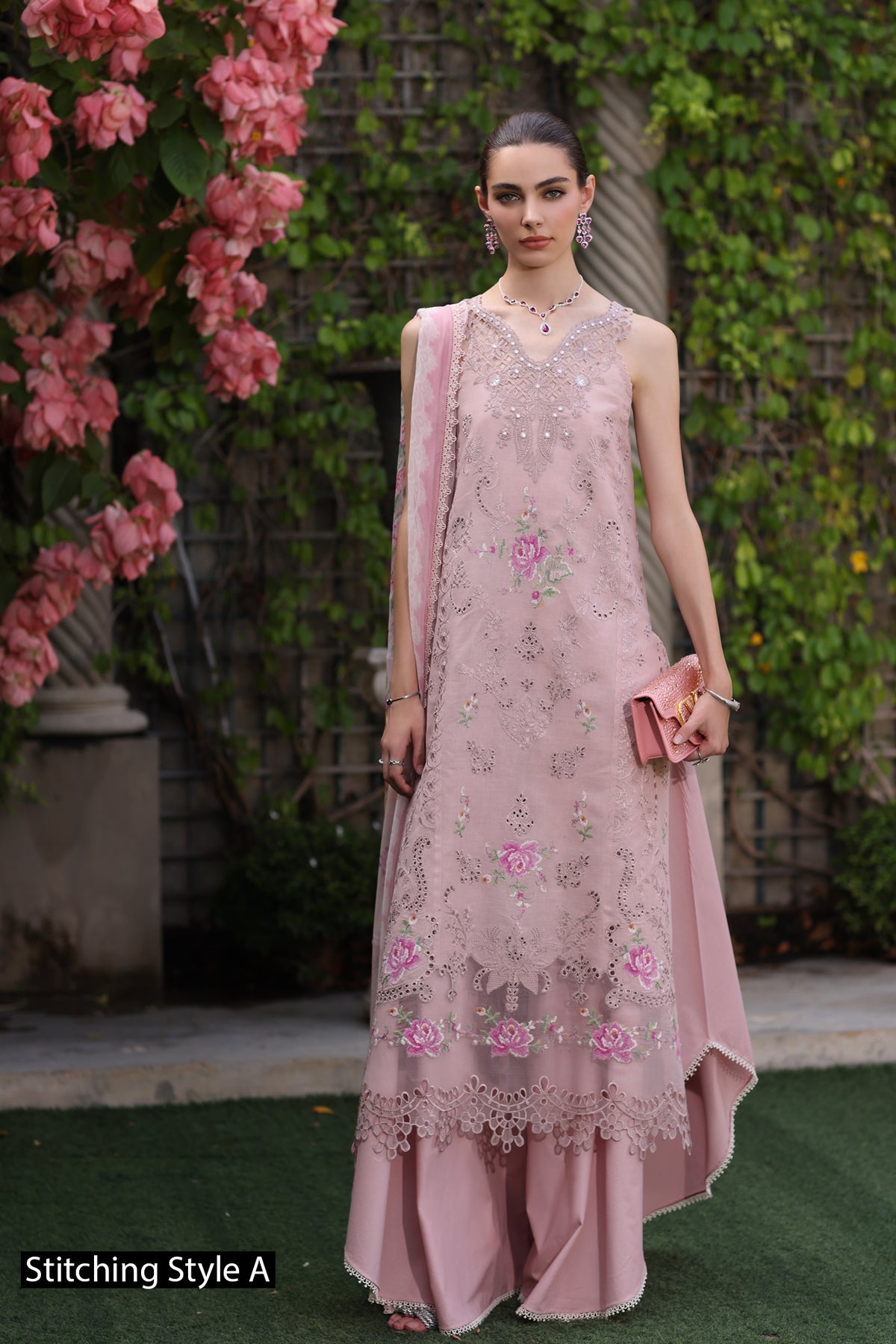 Saadia Asad D8- Pink Luxury Eid Schiffli Laserkari 25