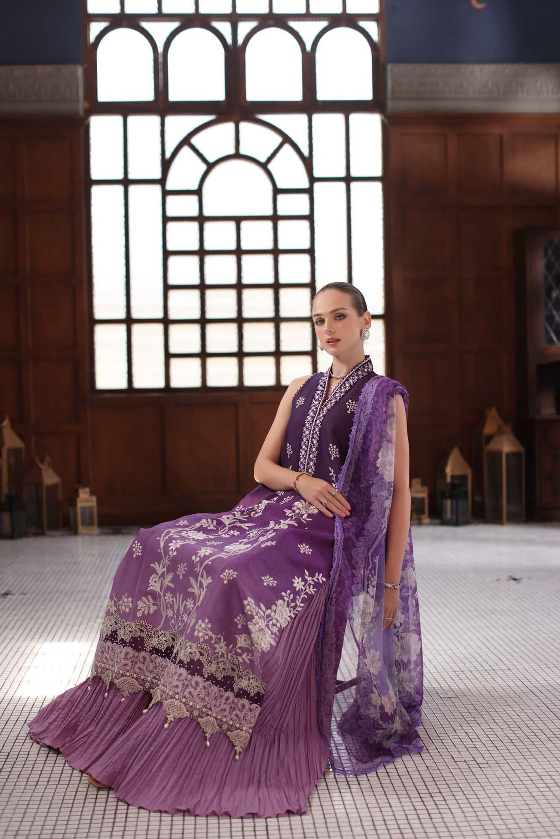 Saadia Asad D9- Purple Luxury Eid Schiffli Laserkari 25