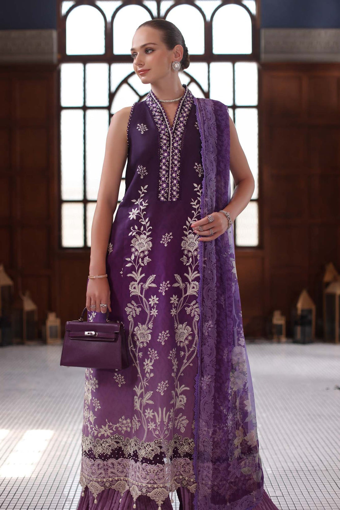 Saadia Asad D9- Purple Luxury Eid Schiffli Laserkari 25