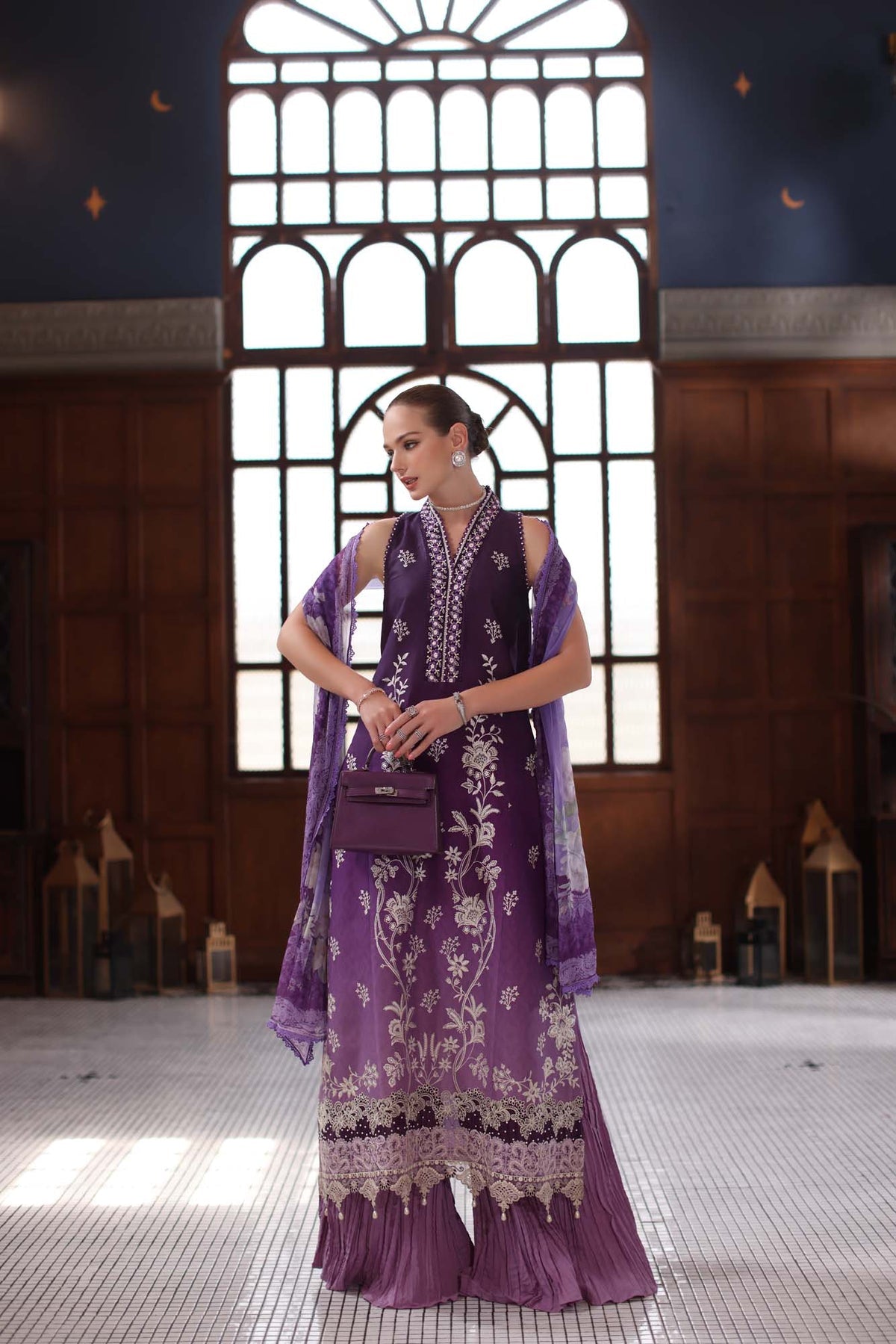 Saadia Asad D9- Purple Luxury Eid Schiffli Laserkari 25