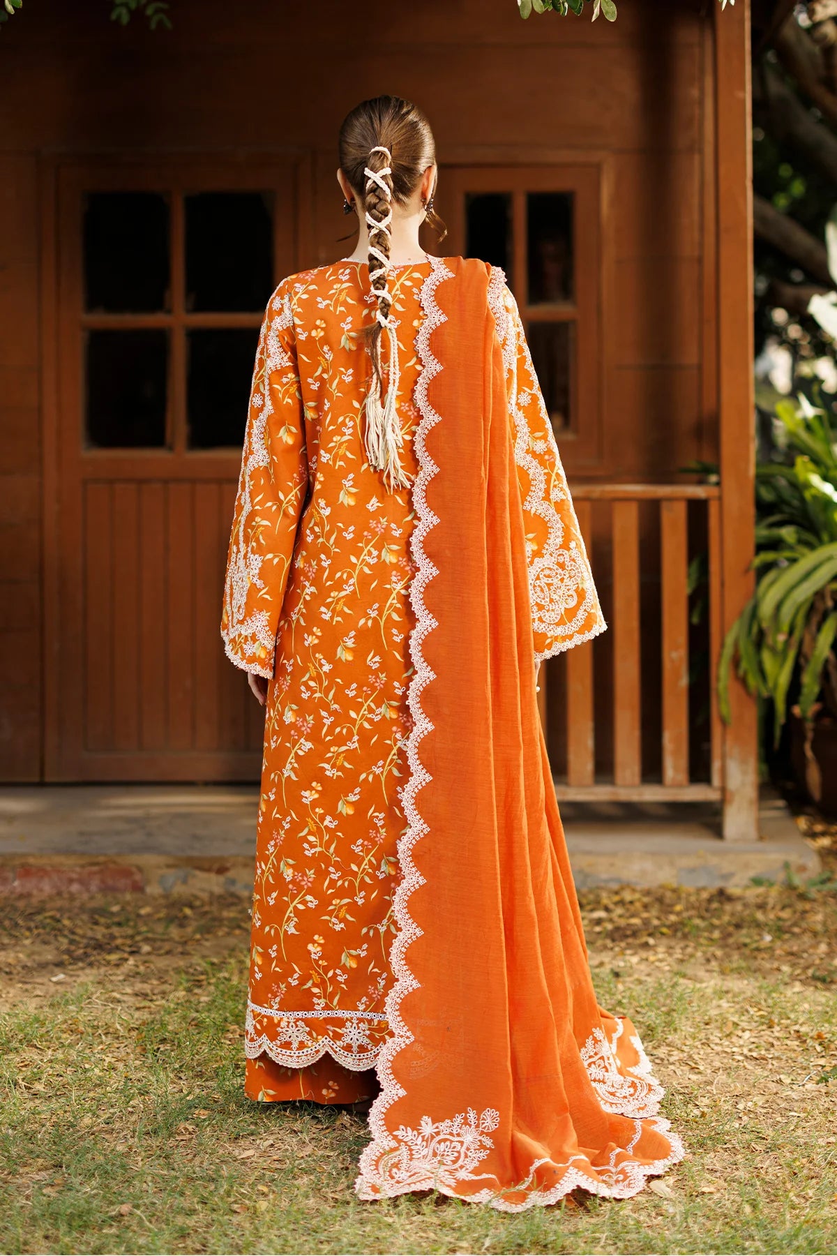 Afrozeh Embroidered Lawn 3-Piece Stitched suite -Rust (Elyora)