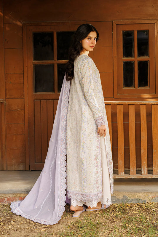 Afrozeh Embroidered Lawn 3-Piece Stitched suite -Ivory (Solayne)
