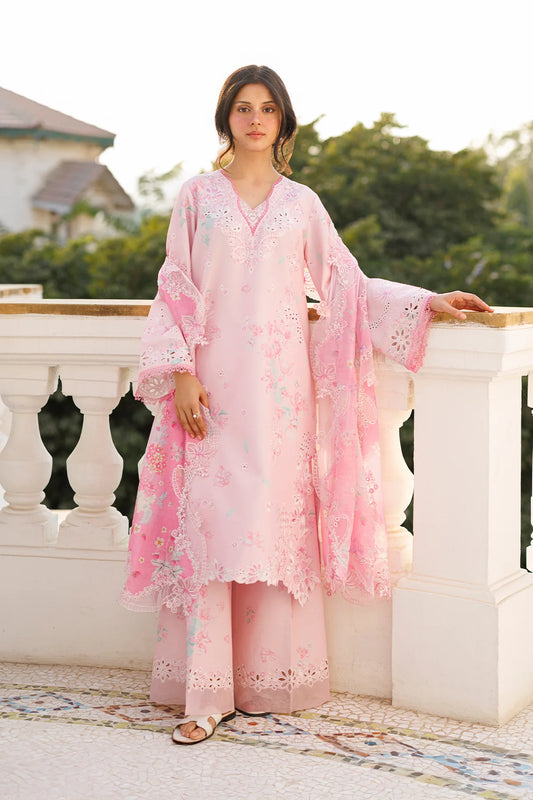 Afrozeh Embroidered Lawn 3-Piece Stitched suite -Pink (Amoura)